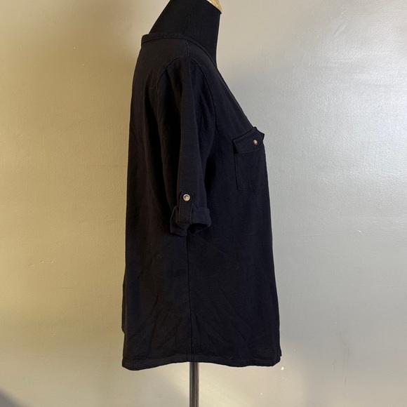 Croft & Barrow Black Henley Style V-Neck Tee Sz XL - Picture 5 of 6